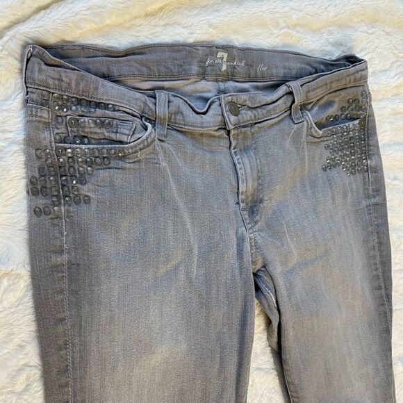 7 For All Mankind Gray Embellished Skinny Jean - Women’s 32 - Picture 6 of 9